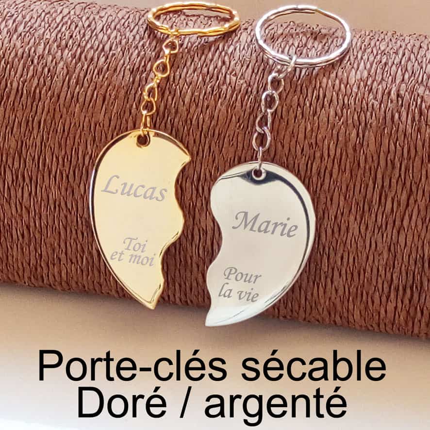 Porte Clé Couple , Coeur Roi et Reine (Acier)